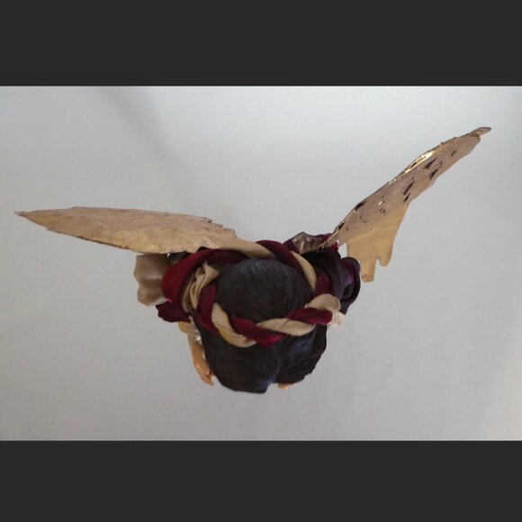 VINTAGE 19” CHRISTMAS ANGEL GOLD WINGS HOLIDAY FIGURE STATUE - Picture 9 of 11